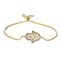 Juya Adjustable Chains Greek Eye Bracelets Supplies Gold//Rose Gold Hamsa Hand O - £11.35 GBP