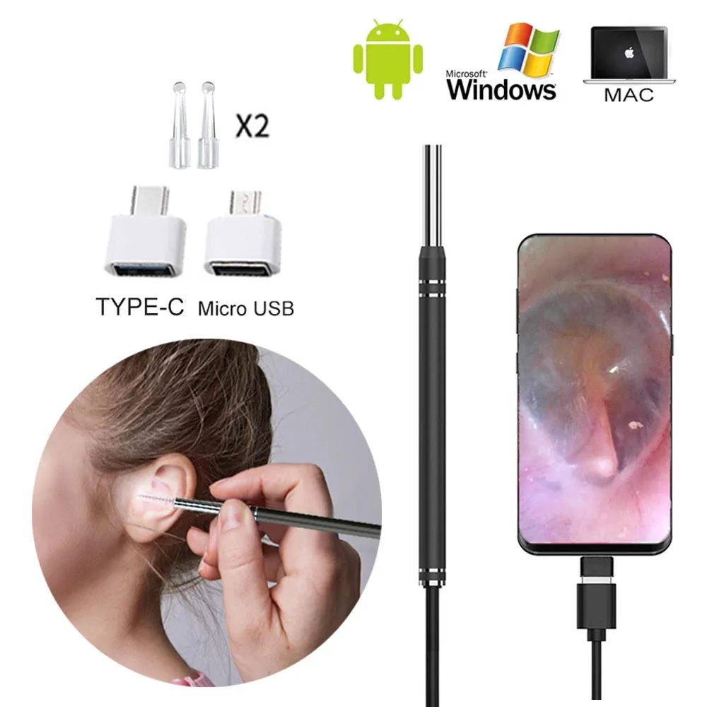 R endoscope spoon camera ear picker cleaning wax removal visual earpick wifi mouth nose thumb200