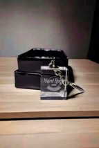 Hard Rock Cafe Heidelberg Germany Glass Laser Cut Key Chain Clear with Box - £15.17 GBP