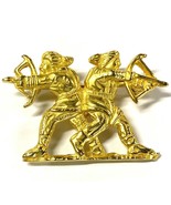 Vintage Goldtone Brooch /Pendant, 2 Japanese Soldiers - £4.99 GBP