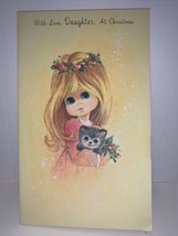 Vintage 1960’s Daughter Christmas Greeting Card Cat  - $4.94