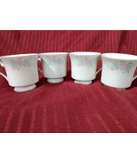Lot of 4 China Garden Prestige Coffee Cups Guo Guang White Pink Blue Roses - £8.92 GBP