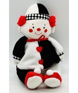 Baby Gund Twinky Clown Rattle Plush Black White Red Hearts 5702 Stuffed Toy - £40.33 GBP