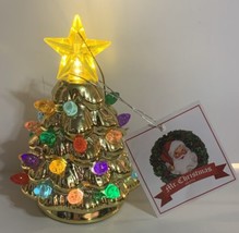 Mr. Christmas Gold Metallic Retro Ceramic Tree LED Ornament 4.5” NWT - $16.82