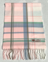 100% CASHMERE SCARF Plaid Pink/Blue/green/tan Made in England Warm Wool #F04 - $9.49