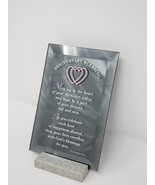 Anniversary blessing double heart mirrored plaque with stand vintage Abb... - £11.87 GBP