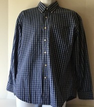 Izod Mens Button Down Shirt  Large Blue Plaid  Long Sleeve - £11.86 GBP