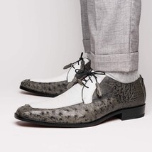 Andretti Genuine Ostrich Leg Dress Derby's Shoes Lace Up White / Gray image 9