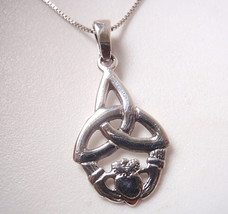 Claddagh Celtic Triquetra Necklace 925 Sterling Silver - £16.47 GBP