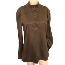Y2K Tommy Hilfiger Brown Wool Top M Tunic Italy Henley Blouse Academia Runway - £23.52 GBP