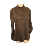 Y2K Tommy Hilfiger Brown Wool Top M Tunic Italy Henley Blouse Academia R... - £23.63 GBP