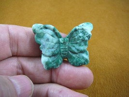 (Y-BUT-553) Green White Butterfly Stone Figurine Gemstone Carving Butterflies - £10.46 GBP