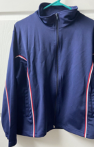 Lavon  Full Zip Track Jacket  Womens Size Large Blue Red White Knit Vint... - $18.78