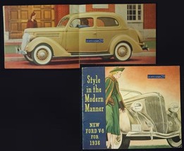 1936 FORD V-8 &#39;Style In The Modern Manner&#39; BROCHURE DI VENDITA A COLORI... - £37.56 GBP