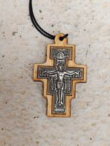 Orthodox Christian church cross, wood and metal Orthodox pendant cross - $8.00