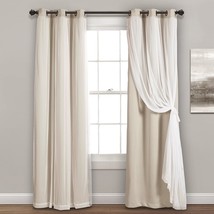 Lush Decor Sheer Grommet Panel With Insulated Blackout Lining, Room, Wheat - £33.56 GBP