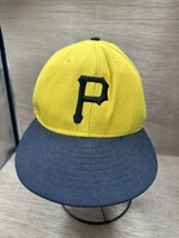 Vintage 80s 90s Pittsburgh Pirates Yellow Fitted Hat American Needle 7 5/8 - £22.48 GBP