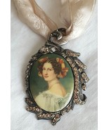Vtg Victorian style Cameo Brooch Choker Pendant w/ rhinestone SIGNED &quot;JA... - $189.00