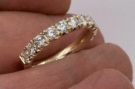 Rund Geschliffen Künstlicher Diamant 14K Gelb Vergoldet Ewigkeit Ehering - $1,430.31 MXN