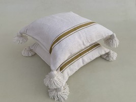 Early 21st Century Moroccan white Pure Wool Pom Poms Handmade Pillow Covers- a P - £143.88 GBP