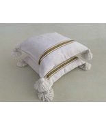 Early 21st Century Moroccan white Pure Wool Pom Poms Handmade Pillow Cov... - £141.13 GBP