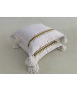 Early 21st Century Moroccan white Pure Wool Pom Poms Handmade Pillow Cov... - $180.00