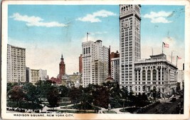Madison Square New York City Vintage Postcard Postmarked 1917 (C14) - £4.36 GBP