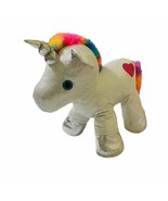 Dan Dee Unicorn Large Sequined Plush Stuffed White Silver Rainbow Toy 20... - $11.02