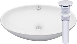 Bianco Uovo Ceramic Vessel Sink With Overflow Pop-Up Drain Set, Chrome,, V07Wch. - £104.99 GBP