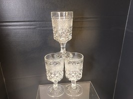 3 Vintage Anchor Hocking Wexford Pattern Water Goblets  6-5/8&quot; T - $15.75