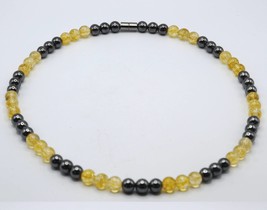 Citrine and Hematite Necklace - A Beacon of Joy and Grounding - £27.94 GBP