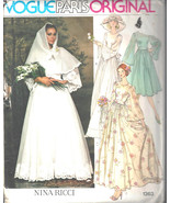 Vintage VOGUE NINA RICCI Wedding Gown Paris Original Pattern #1363 - Size 12  - $45.00