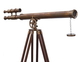 Antique Nautical Floor Standing Brass 39 Inch Telescope With Wooden Tripod Stand - £159.86 GBP