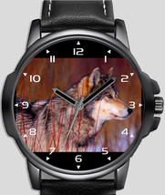 Attentive Look Gray Wolf Unique Unisex Beautiful Wrist Watch UK FAST - $54.00