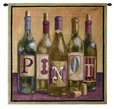 35x36 PINOT Wine Bottle French Tapestry Wall Hanging  - $118.80