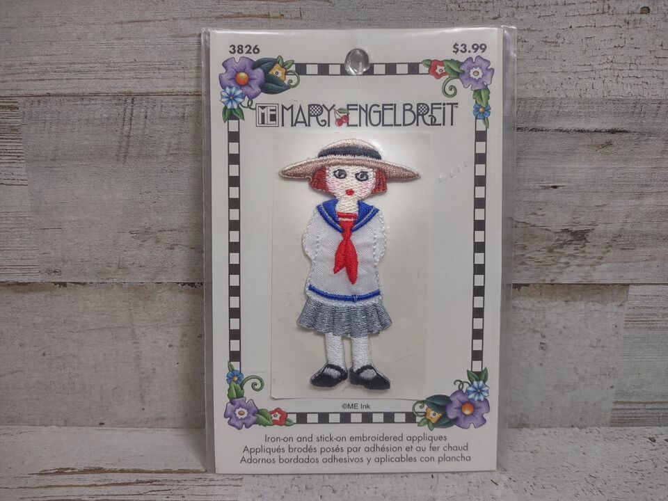 Primary image for VTG Mary Engelbreit ME Iron On Embroidered Patch Applique Girl in Sailor Dress