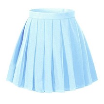 Girl&#39;s Dress up Cosplay Costumes High Waist School SkirtS,Light blue - $20.78