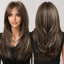 Brown Wig for Women Long Brown Wigs Mix Blonde Highlight Brown Wigs - £17.48 GBP