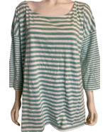 Talbots Plus Green and White Striped 3/4 Sleeve Boat Neck... - €24.046,72 EUR
