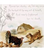 C1890 Puppy Chicken Farm Lithograph Raphael Tuck Co Victorian Book Print... - $29.99