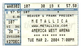 Metallica Concert Ticket Stub March 2 2004 Phœnix Arizona - $27.21
