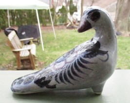 Tonala Dove Bird Blue Brown Mexican Hand Crafted Pottery Hand Painted Mexico  - £11.98 GBP