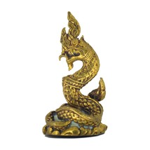 Phaya Naga Thai Amulet Brass Gold Statue Magic Wealth Protect Lucky Charm - £13.57 GBP