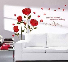 Bedroom Romantic Rose Flowers Wall Sticker (PVC Vinyl 120x75 CM) - £12.88 GBP