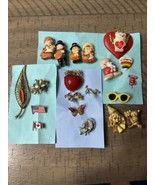 Lot Of 20 Vintage Pins Clay Ceramic Ziggy Dog JJ Bear Flags - $40.68 CAD