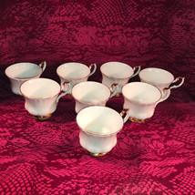 8 Royal Albert White Val Dor Tea Cups Mint - £55.74 GBP