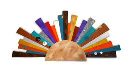 Abstract color burst wood wall hanging - Sun burst Wood wall sculpture - 48X24 - £242.93 GBP