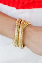 Gold 3 Pieces Metal Stretch Bracelet Set - £16.15 GBP