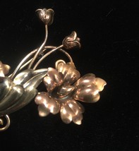 40s victorian A+Z flowers and vines brooch with mixed metals image 2