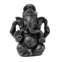 GANESHA STATUE 3.5&quot; Small Black Resin Hindu Elephant God Lord India Figu... - £13.10 GBP